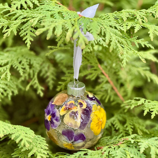Pressed Flower Glass Ornament