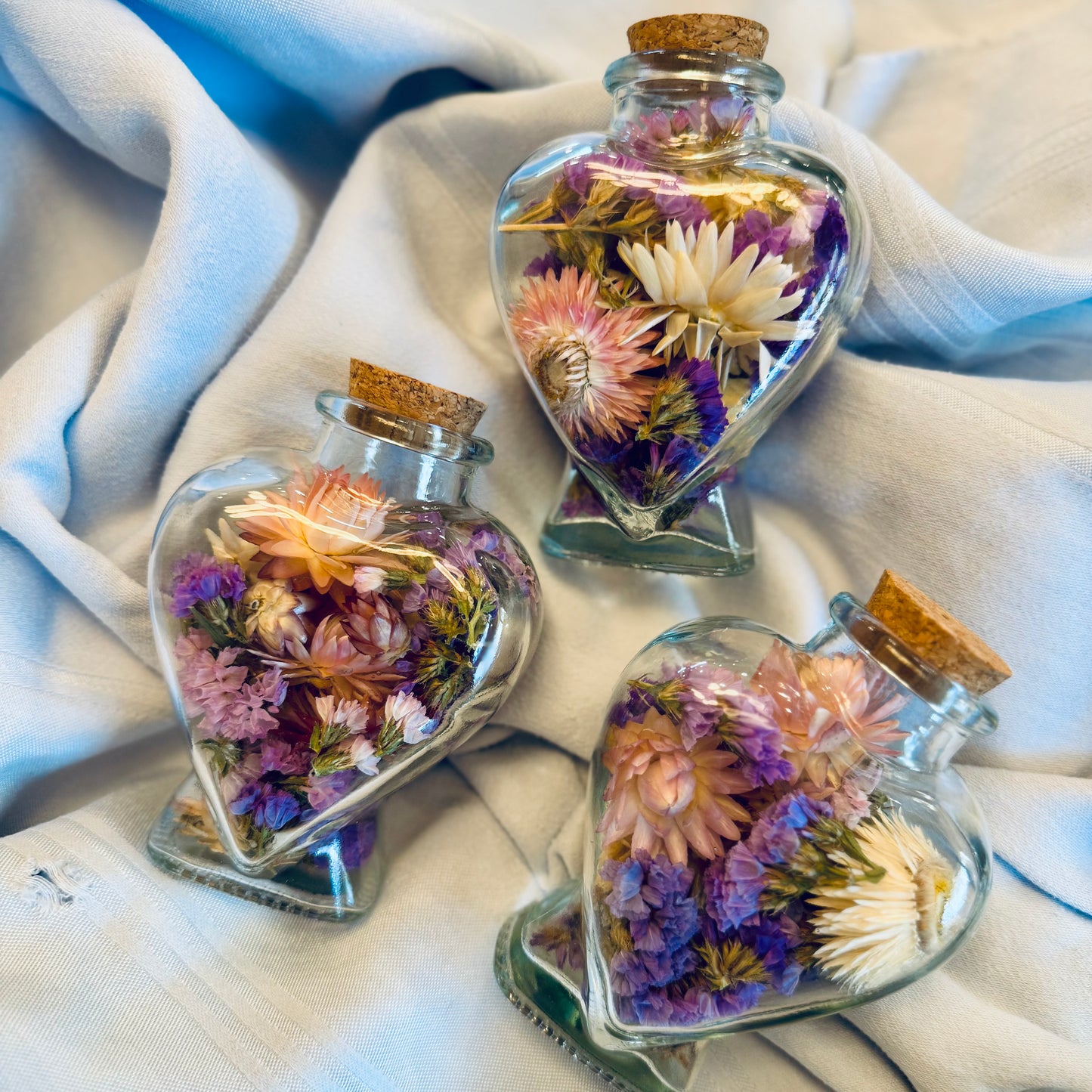 Dried Flower Glass Heart Bottle