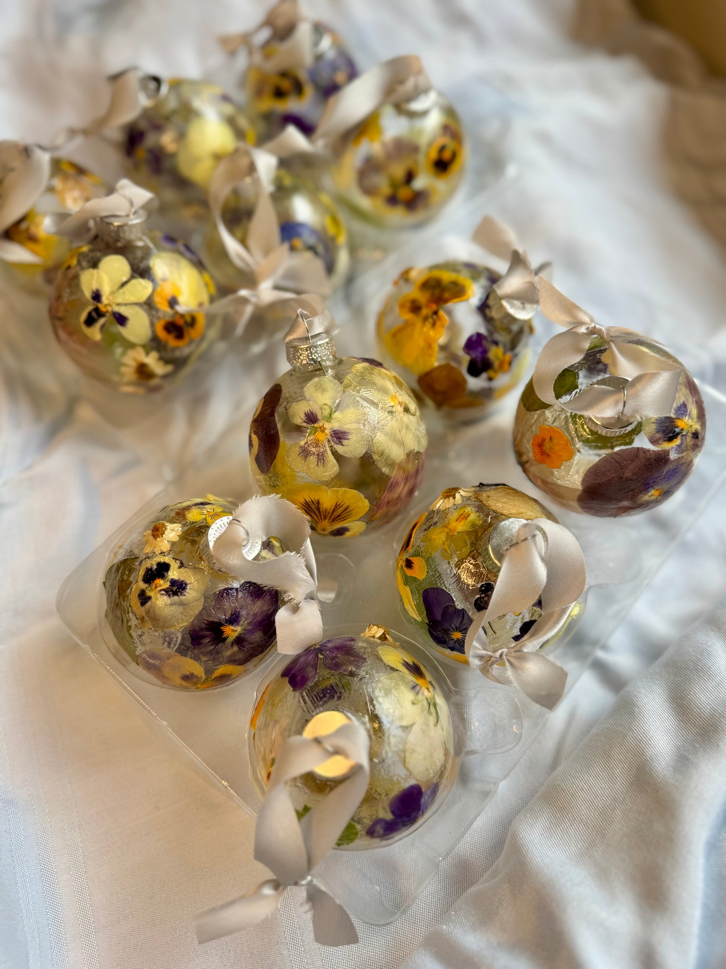 Pressed Flower Glass Ornament