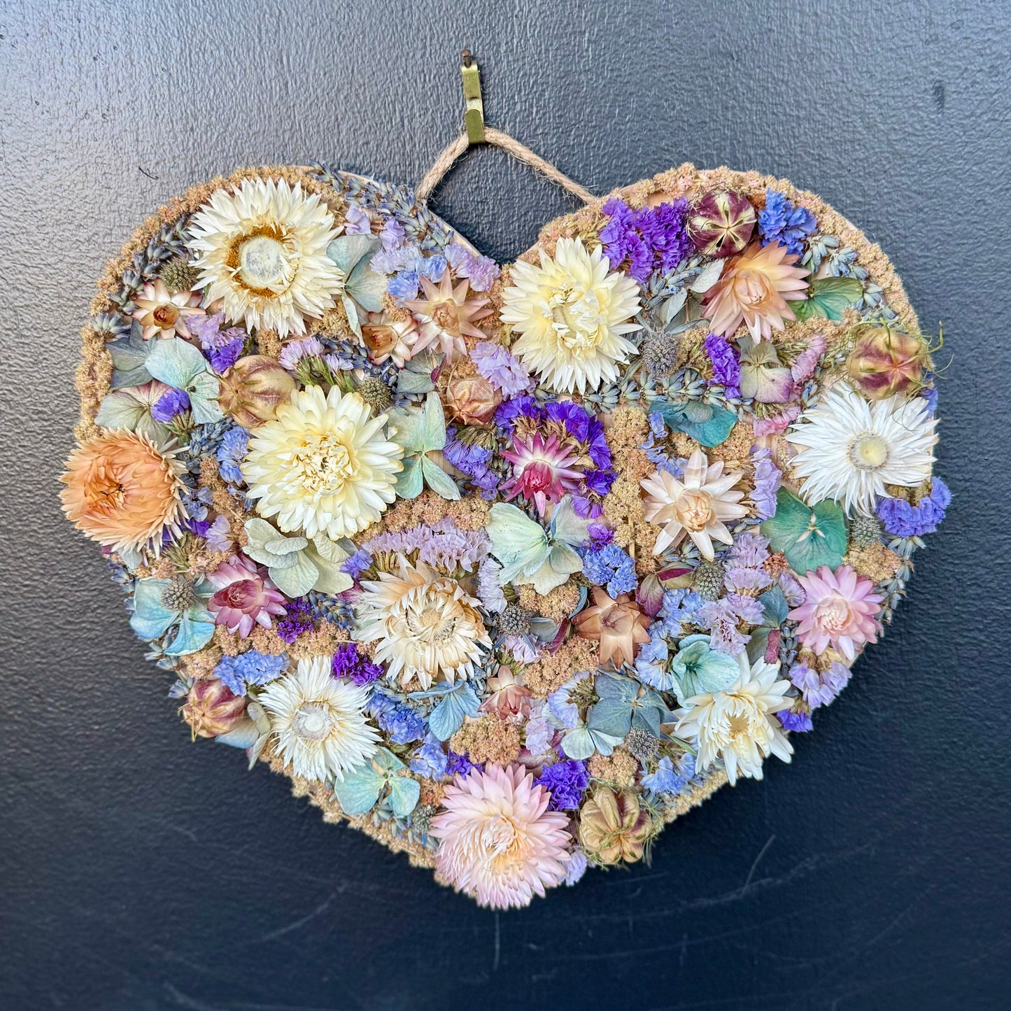 “Pastel Dream” Dried Flower Heart Wreath