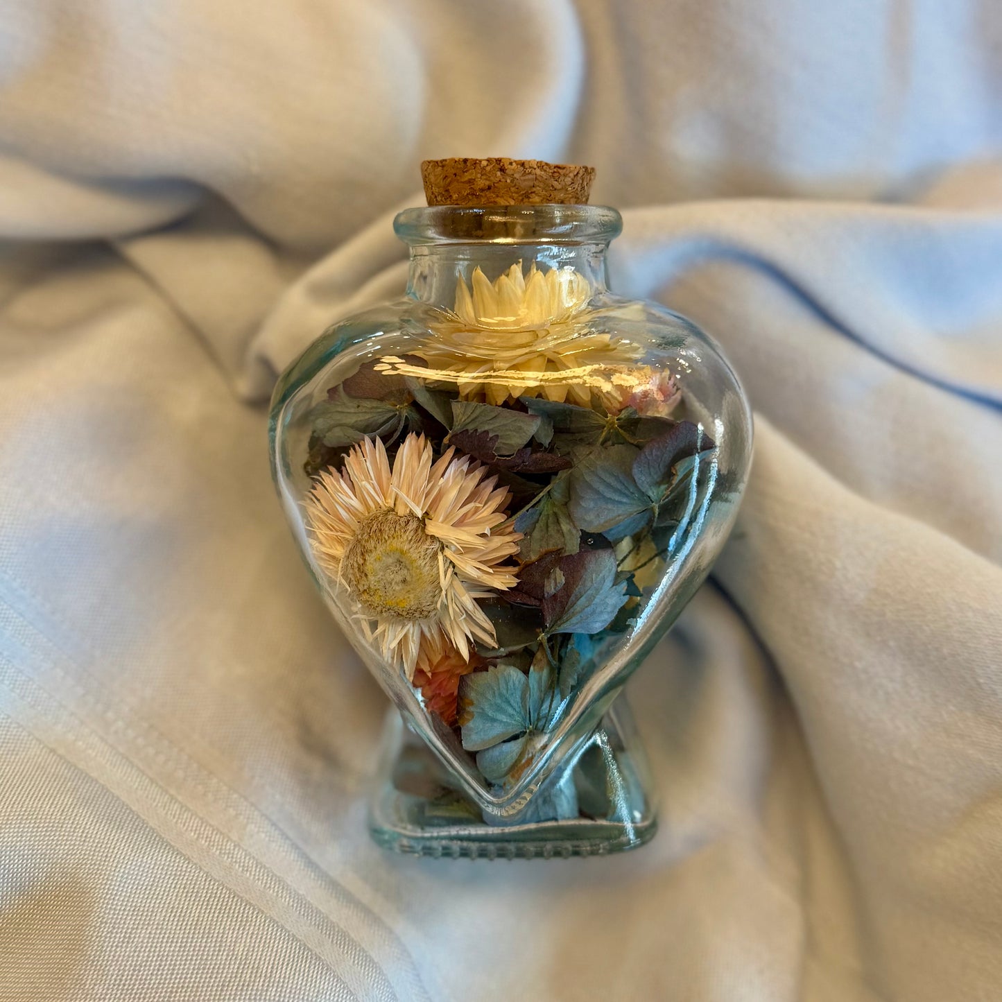 Dried Flower Glass Heart Bottle