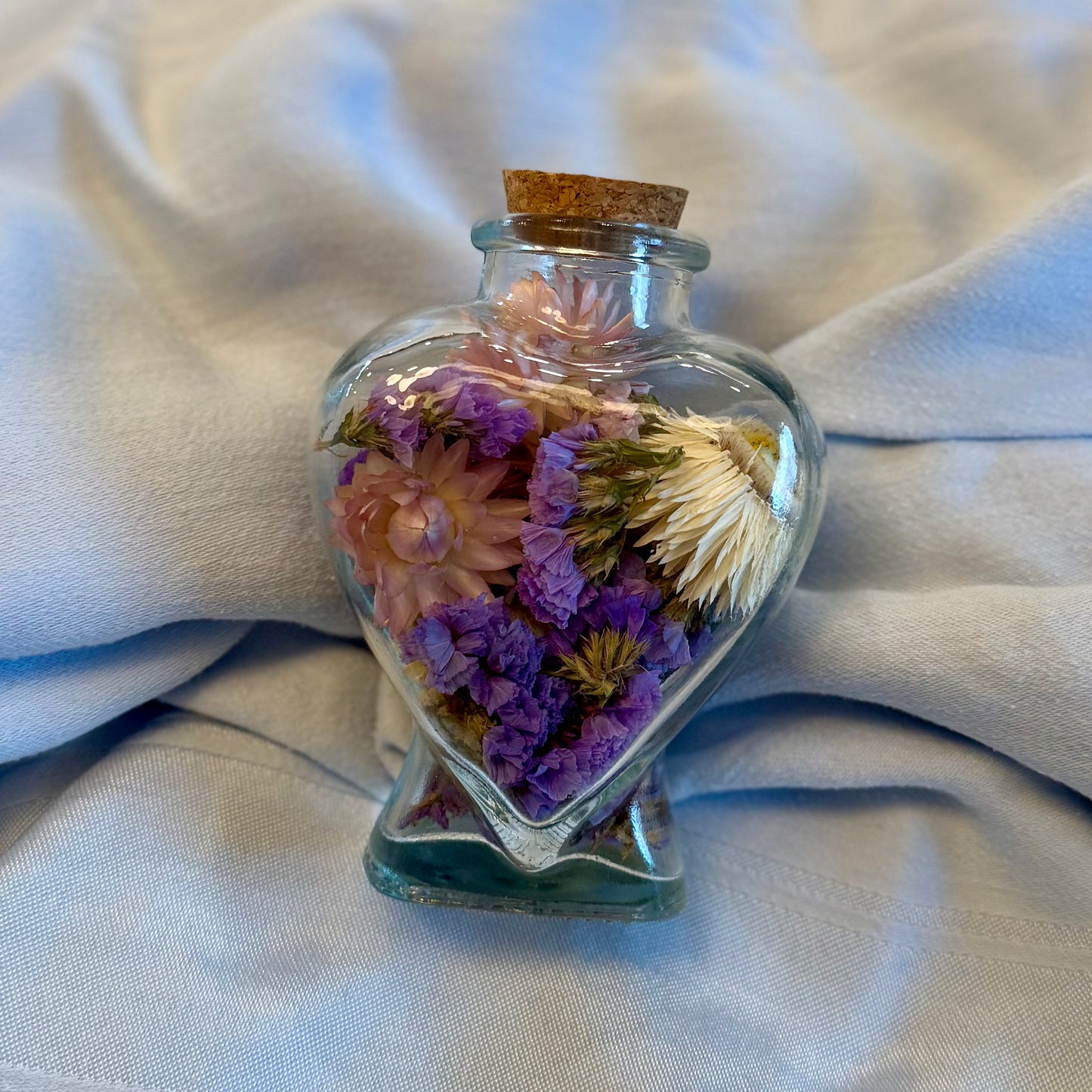 Dried Flower Glass Heart Bottle