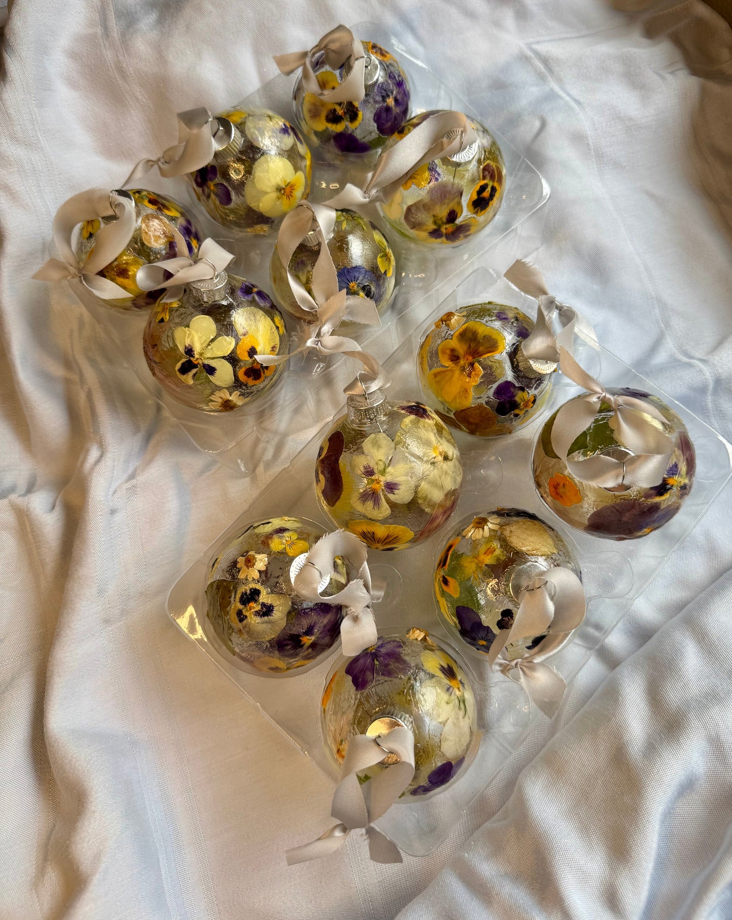 Pressed Flower Glass Ornament